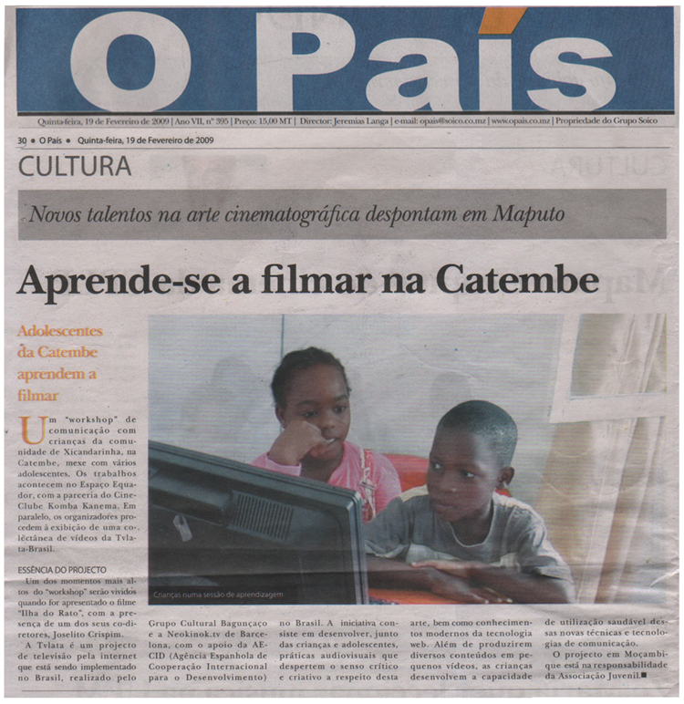 Jornal O pais oficina em Mozambique